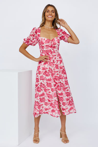 SEVEN WONDERS Stevie Midi Dress Pink Floral