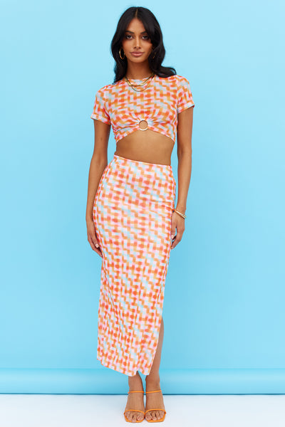 Cubic Space Midi Skirt Multi