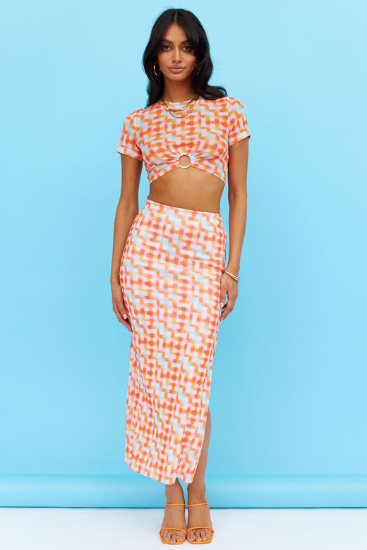 Cubic Space Midi Skirt Multi