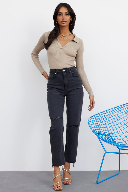 LEE High Moms High Waisted Infinity Rip Jeans Black