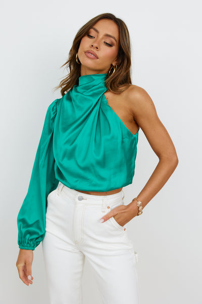 Love Deborah Satin Crop Top Green