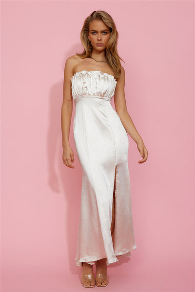 Own The Dance Satin Midi Dress Champagne