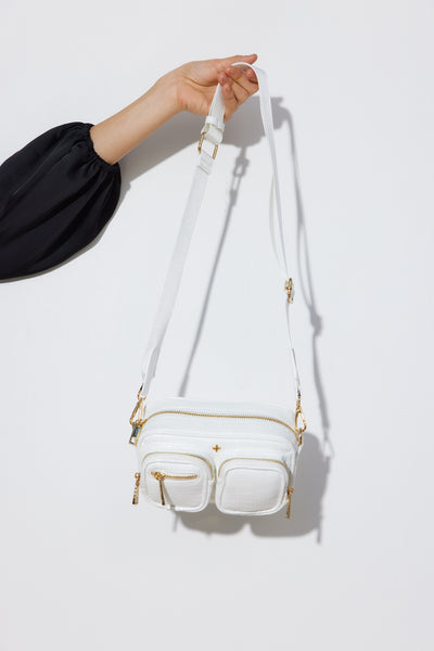 PETA AND JAIN Lala Bag White Croc Gold