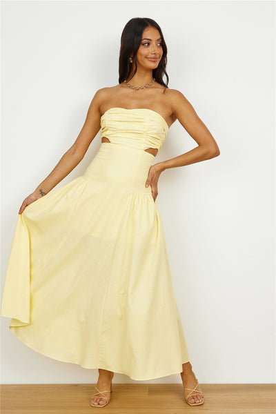 Garden Dance Midi Dress Yellow