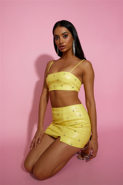 Luxe Sparkle Crop Top Yellow