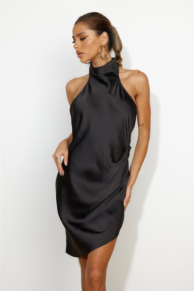 Dream Gal Satin Mini Dress Black