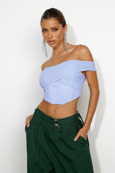 Girls Love Crop Top Blue