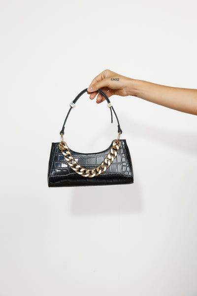 BILLINI Violett Shoulder Bag Black Croc