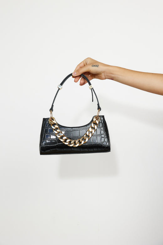 BILLINI Violett Shoulder Bag Black Croc