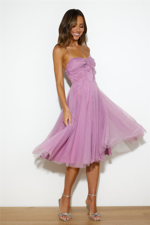 Glam Feeling Tulle Midi Dress Pink