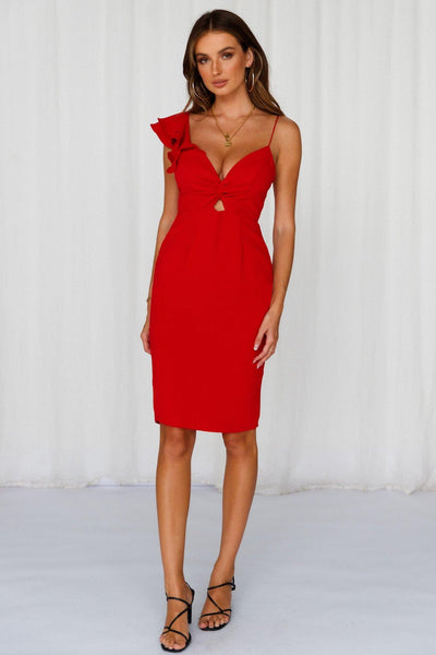 Home Late Midi Dress Red | Hello Molly USA