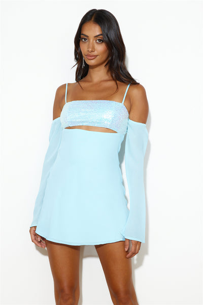 RUNAWAY Luella Mini Dress Sky Blue