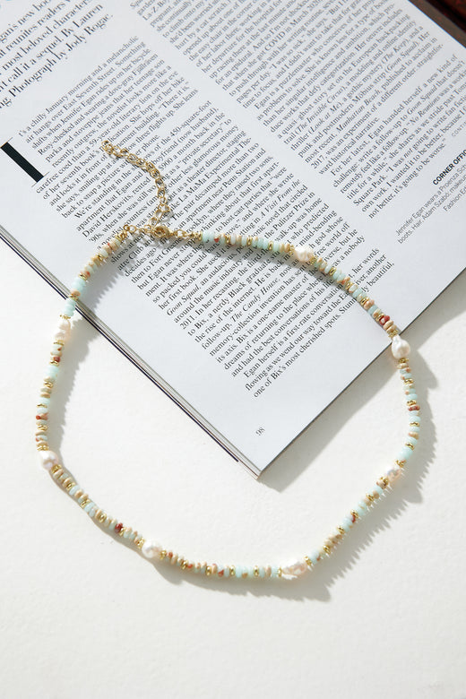 Beaded Loved Necklace Brass