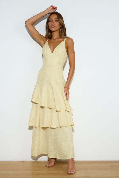 Red Carpet Entrance Maxi Dress Lemon