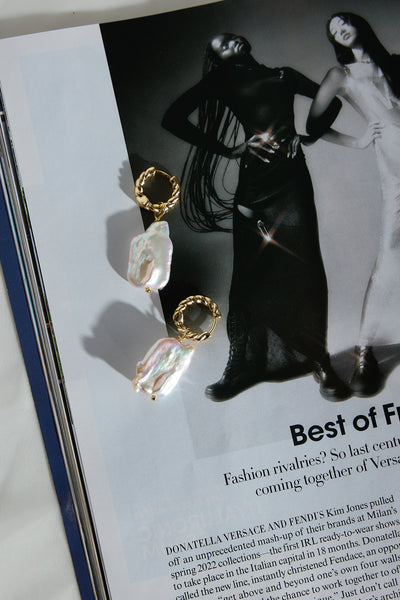 18k Gold Plated Drop From The Stars Pearl Earrings Gold