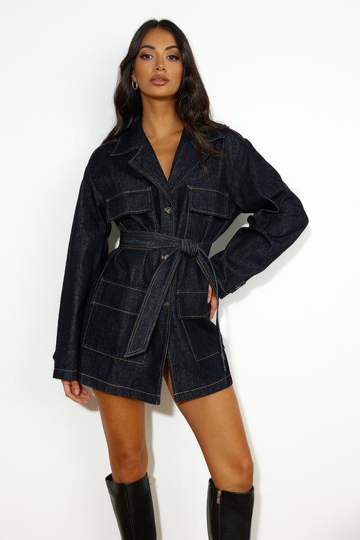 LIONESS Giselle Dress Dark Denim