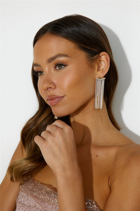 18k Gold Plated Sparkle Waterfall Earrings Gold