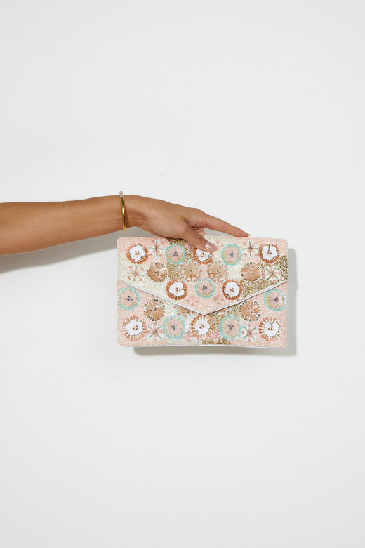 Pastel Floral Clutch Light Pink