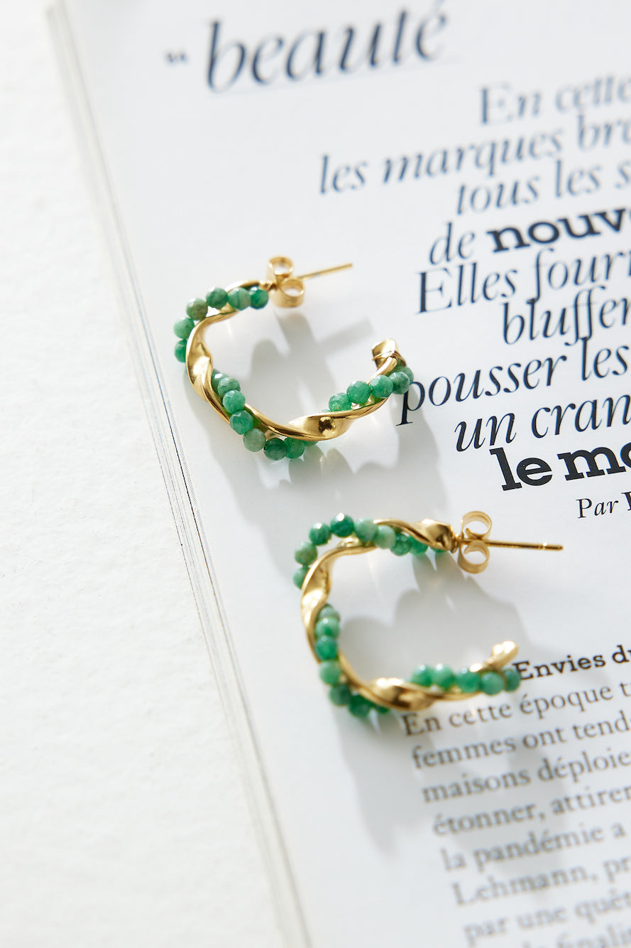 18k Gold Plated Exotic Gem Earrings Gold