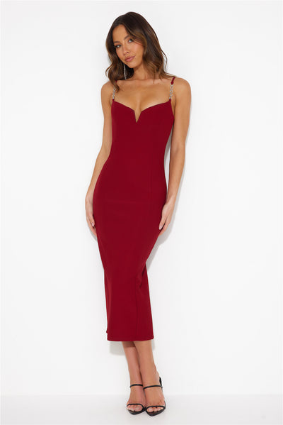 Rising Success Midi Dress Wine