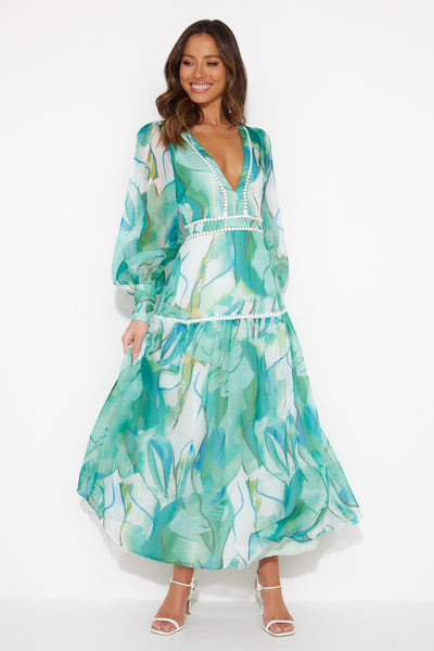 On A Retreat Maxi Dress Green