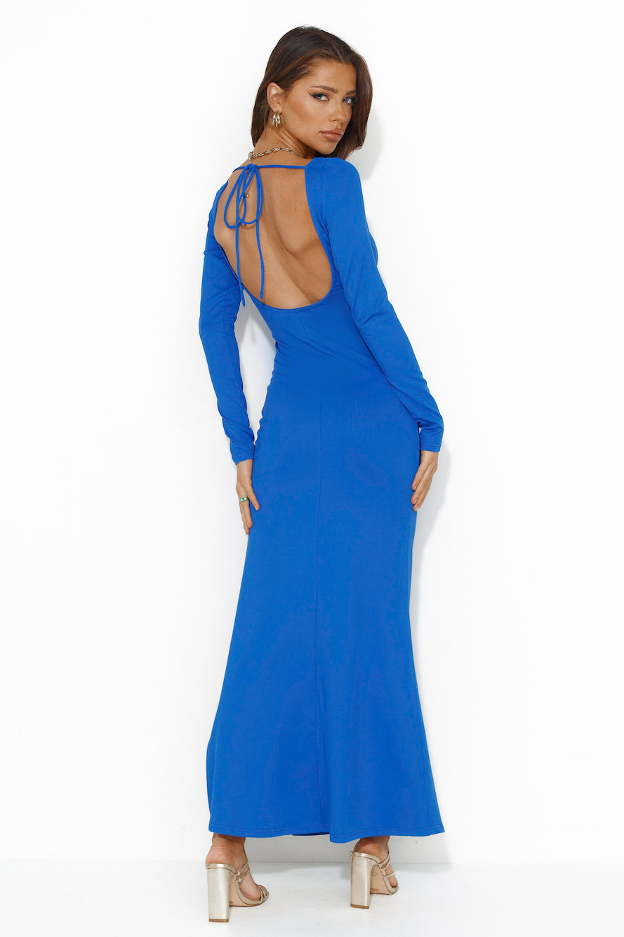 Diamond Oceans Long Sleeve Maxi Dress Blue