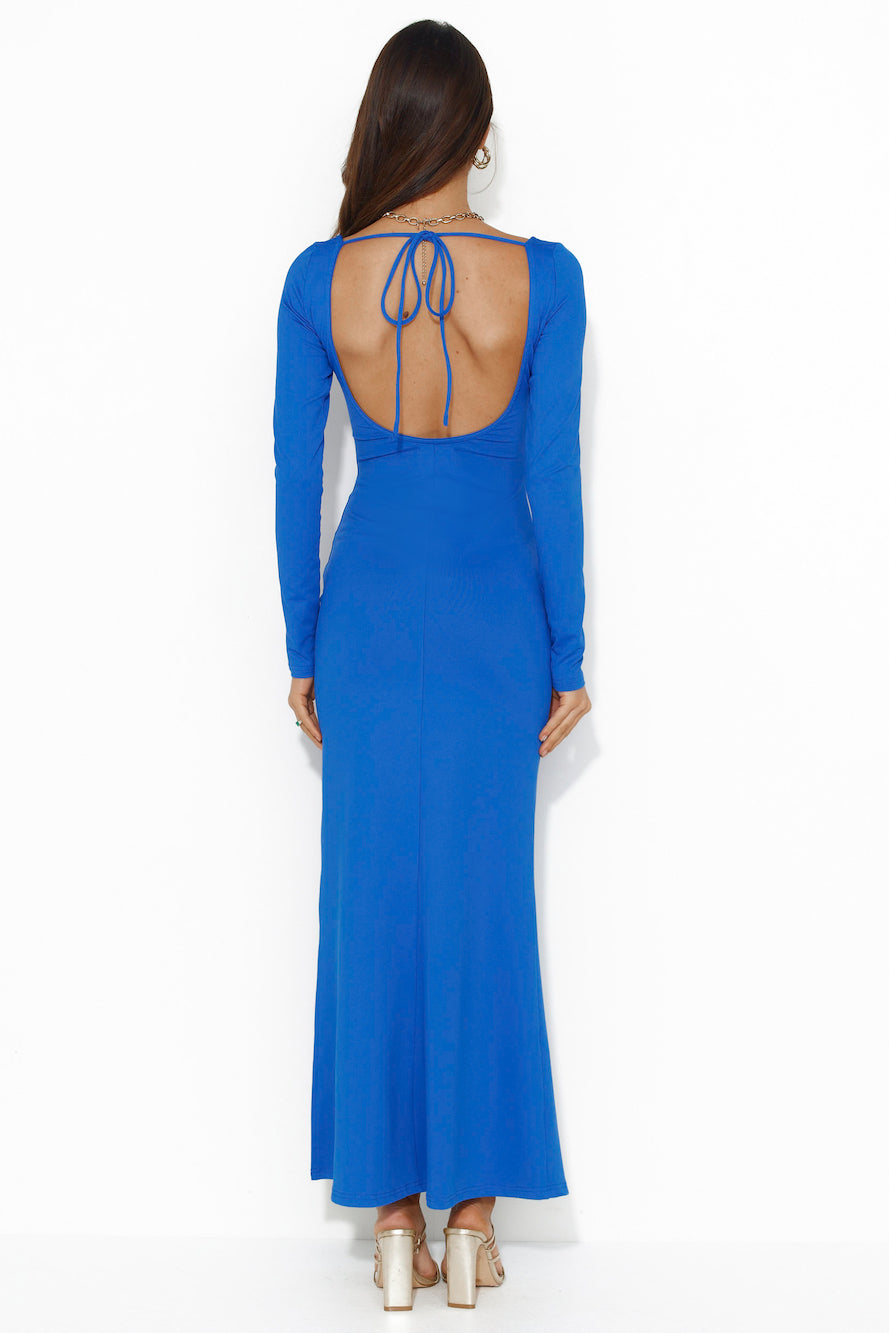 Diamond Oceans Long Sleeve Maxi Dress Blue