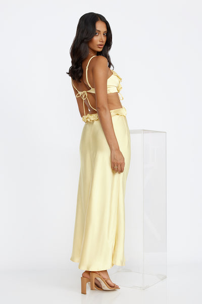 Impressed Satin Maxi Dress Yellow