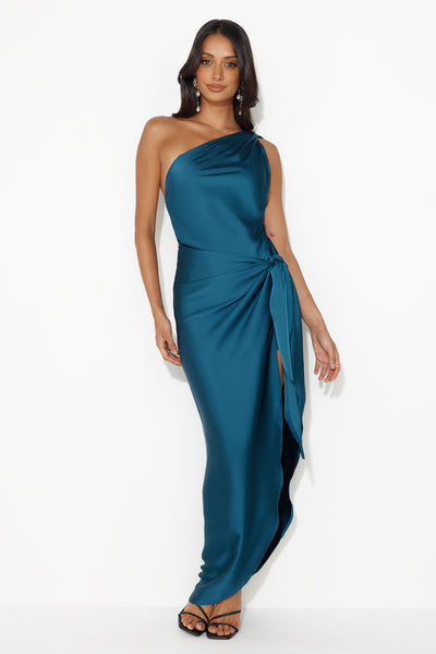 Make Her Move Satin Midi Dress Teal