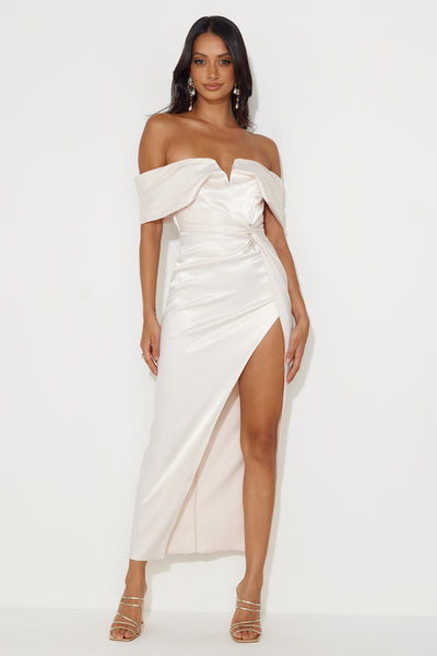 Formal Affair Satin Maxi Dress Pearl