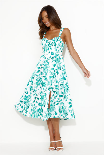 Retro Spin Midi Dress Green