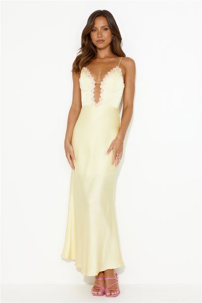 Daisy Friendship Satin Maxi Dress Yellow