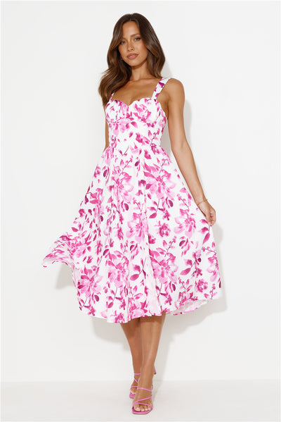 Retro Spin Midi Dress Pink