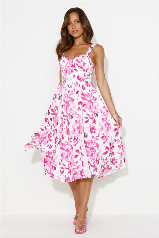 Retro Spin Midi Dress Pink
