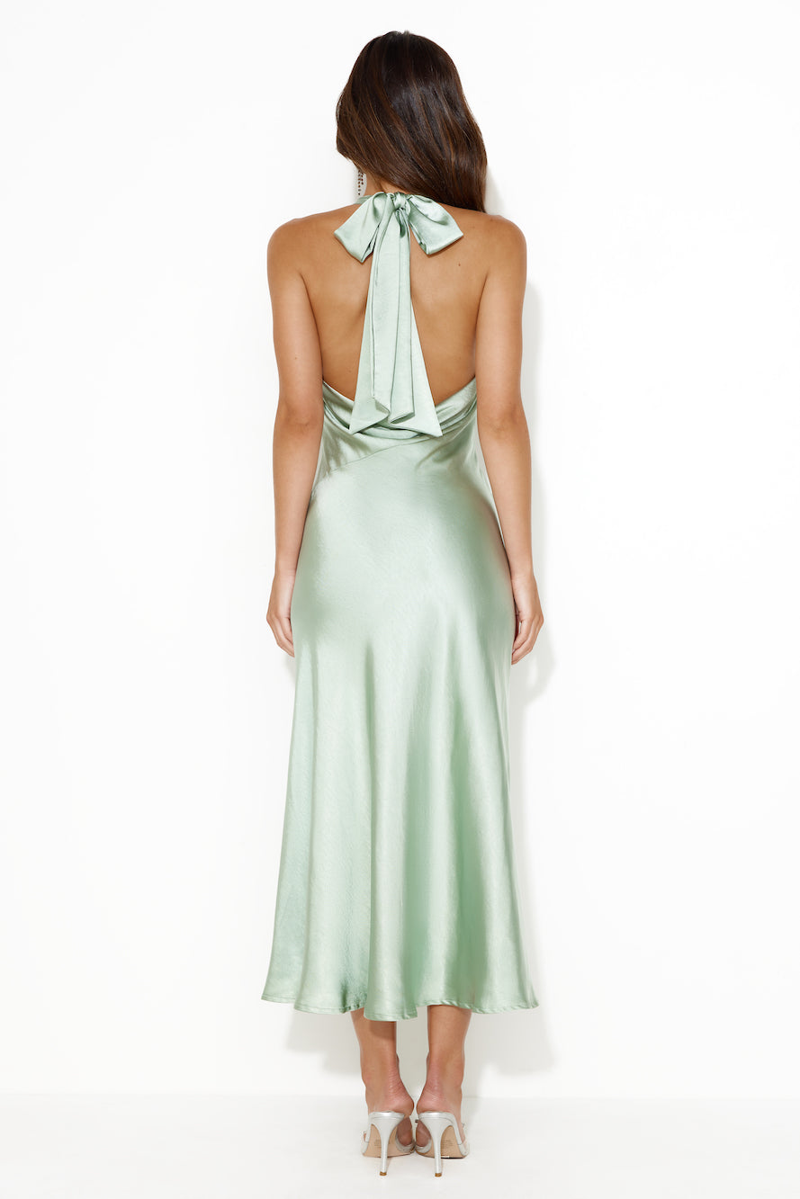 Satin Love Midi Dress Sage