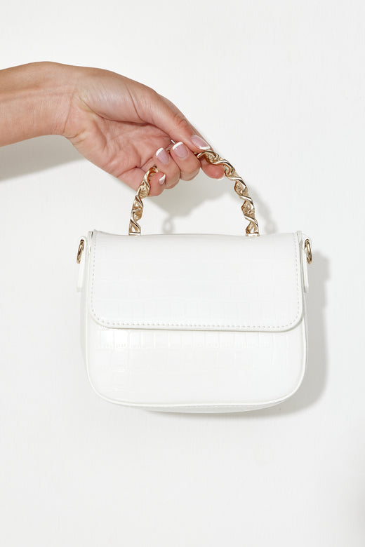 BILLINI Allaiah Handle Bag White Patent Croc