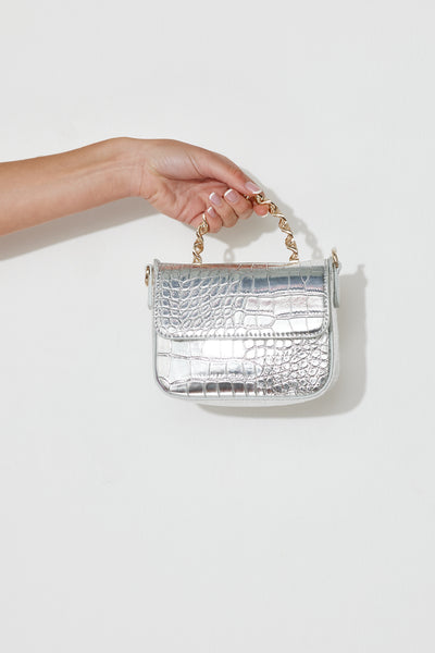 BILLINI Allaiah Handle Bag Silver Croc