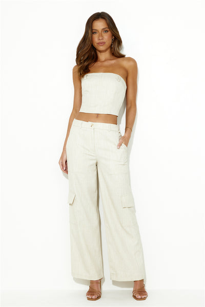 Moved In Wide Leg Pants Beige