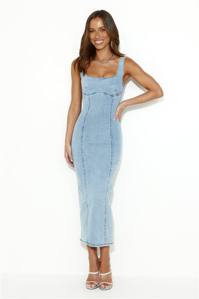 Momentum Maker Midi Dress Light Denim