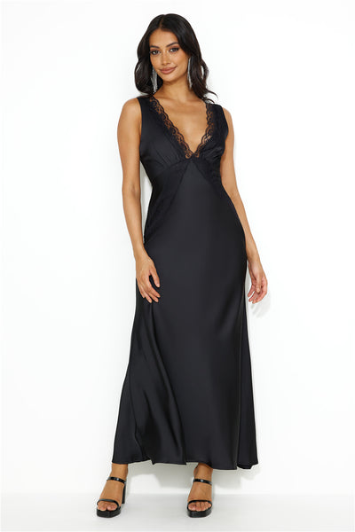 Juicy Stories Satin Maxi Dress Black