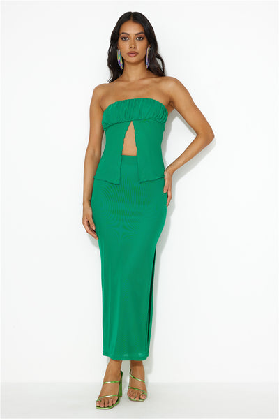 Era Of Style Mesh Maxi Skirt Green