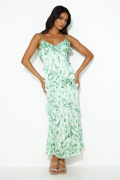 Tickle Fancy Frill Midi Dress Green