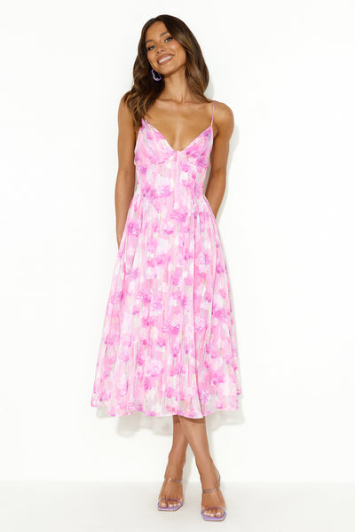Sweet Aroma Midi Dress Pink