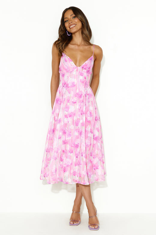 Sweet Aroma Midi Dress Pink