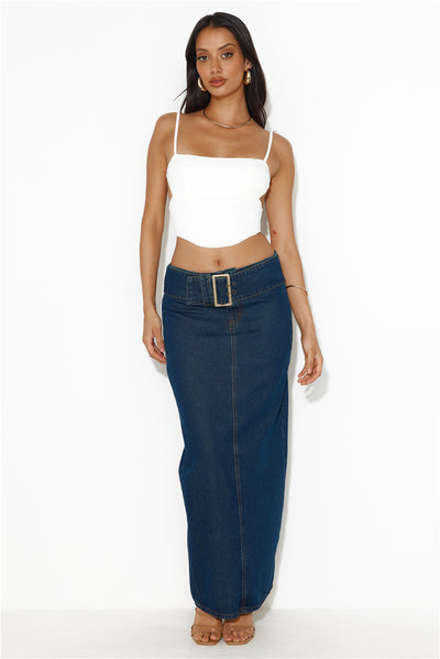 LIONESS Uma Denim Midi Skirt Denim Blue