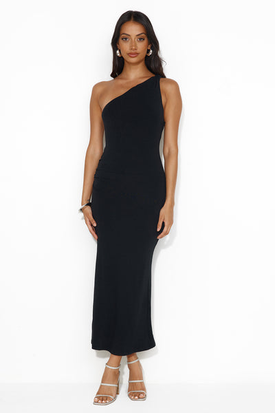 Kiki One Shoulder Maxi Dress Black