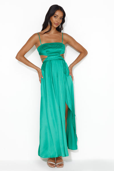 Nights In LA Satin Maxi Dress Green