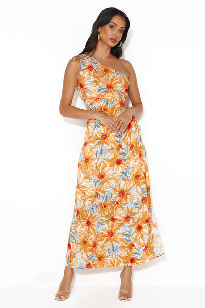 Ticket Anywhere One Shoulder Maxi Dress Orange