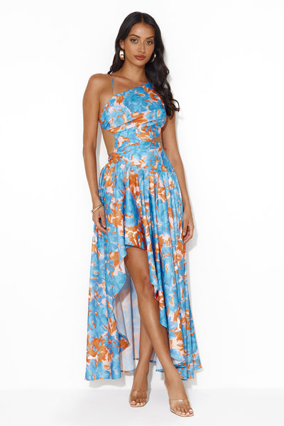 Lush Fields Midi Dress Blue