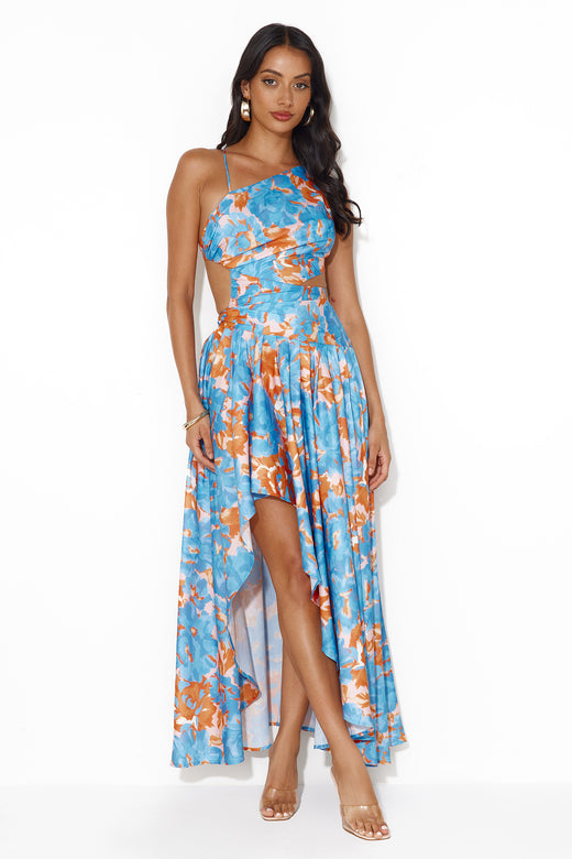Lush Fields Midi Dress Blue